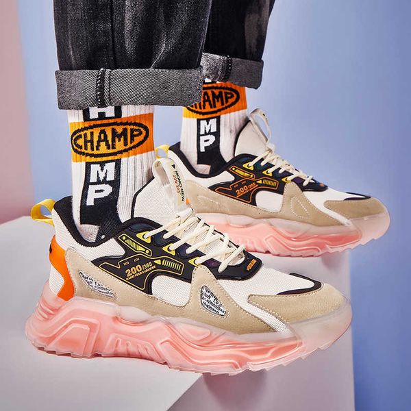 

daddy shoes men's fashion 2021 summer reflective thick soled elevated sports casual