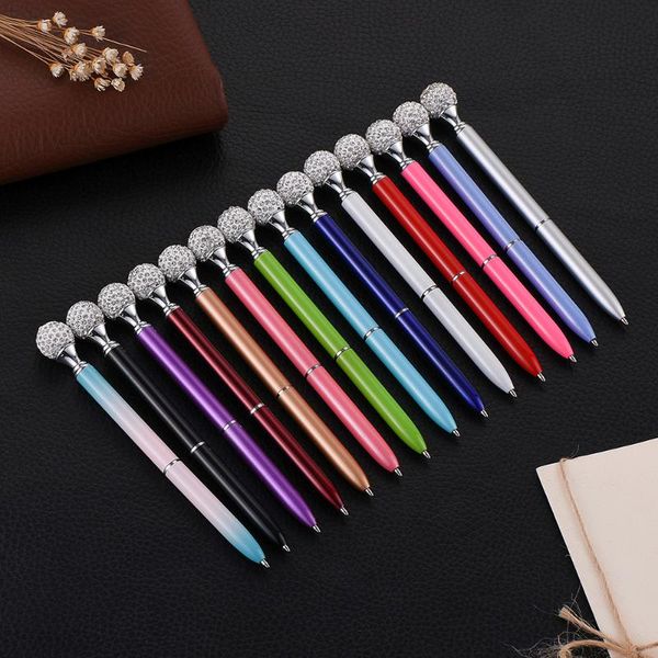 

ballpoint pens kawaii crystal pen metal colorful 17 colors black / blue ink creative novel student gift & office stationery, Blue;orange