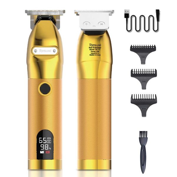 

professional hair clipper beard barber trimmer rechargeable metal gold cutting machine led display clippers men