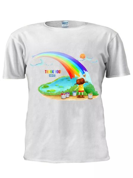 

thank you nhs and key workers rainbow t shirt men women trendy m537, White;black