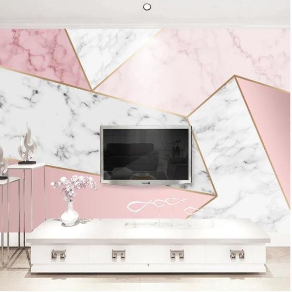 

custom wallpaper for walls pink abstract geometric marble texture bedroomtv backdrop home decoration mural wall painting wallpapers