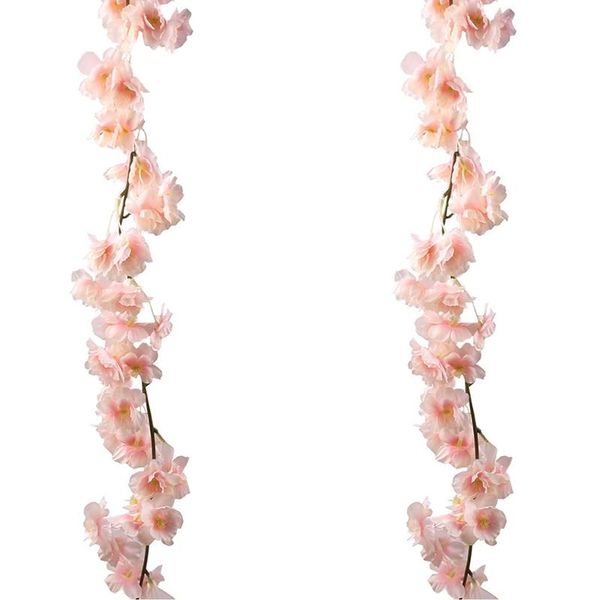 

decorative flowers & wreaths 2 pack artificial silk cherry blossom hanging vine garland for wedding home garden party decor