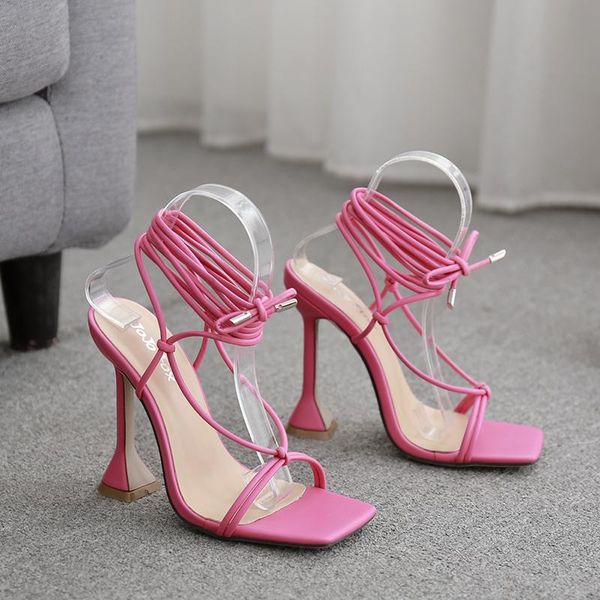 

sandals hmsz women's square toe high heels party pumps shoes for women fashion ankle strapped wedding, Black