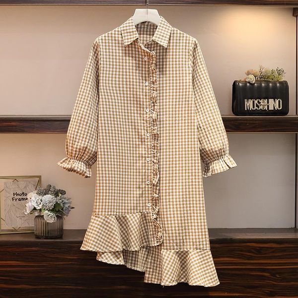 

casual dresses the korean version of autumn dress in 2021 is large, fat, and 200 kilograms. it wears fashionable, thin irregular shirts, Black;gray