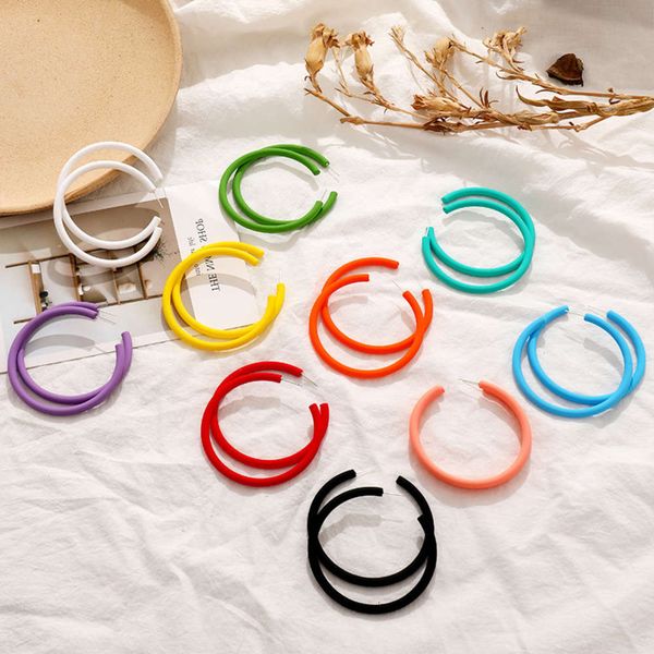 

earrings fashion, simple and versatile, net red half round candy, color c-shaped earrings for women, Golden