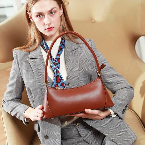 

evening bags 2021 luxury design retro underarm bag women vintage baguette female genuine leather handbags designer shoulder