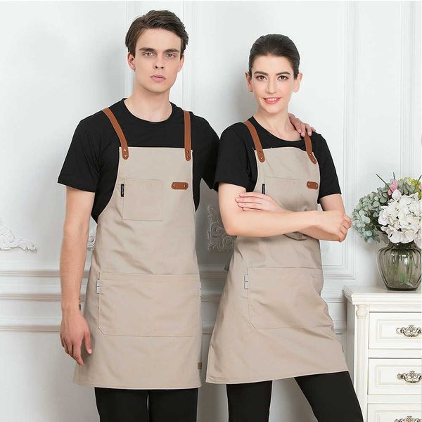Unisex Mode Chef Koch Küchenschürze Café Friseur ärmellose Arbeitsuniform Lätzchen Arbeitskleidung Antifouling Schürzen 210622