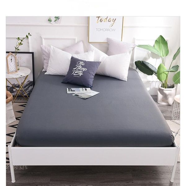 

sheets & sets polyester fitted sheet with elastic solid color grey/white bedsheet twin queen simple home bedding