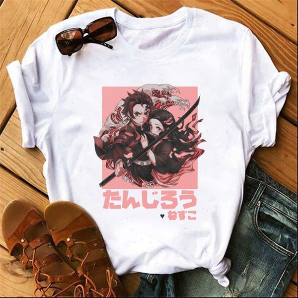 

womens t shirts japanese anime slayer shirt women ulzzang harajuku 90s cartoon graphic printed tees kawaii female, White