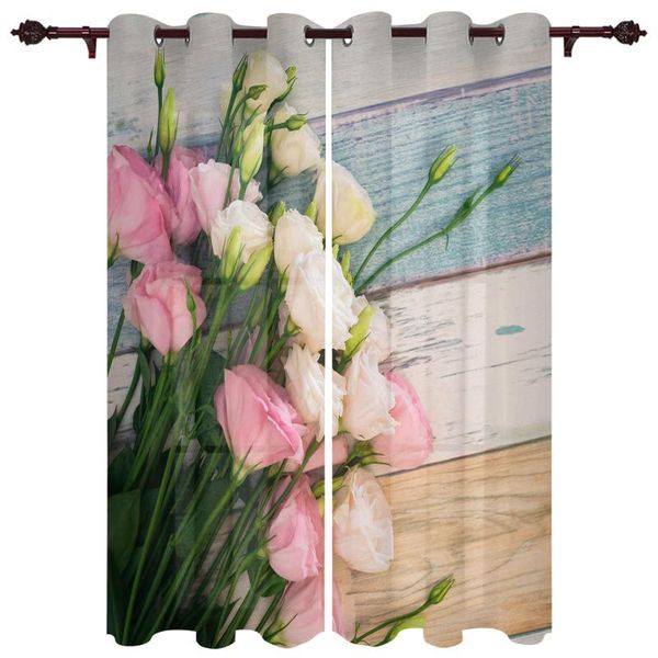 

window curtains wooden board roses fresh living room closet kitchen bedroom translucent cotton and linen curtain & drapes