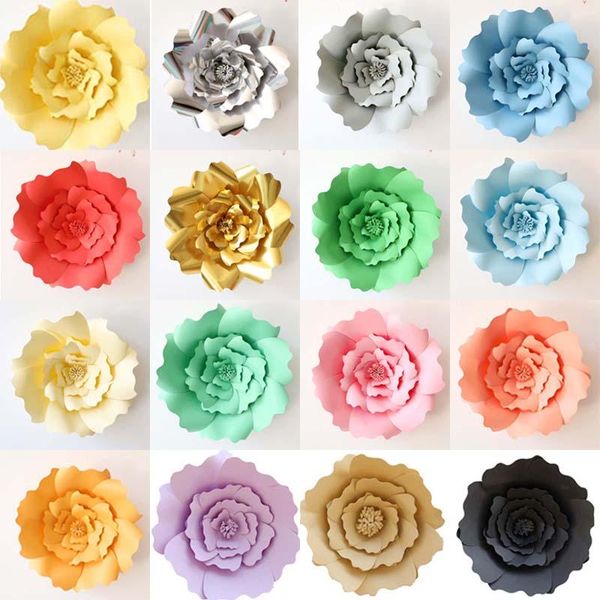

decorative flowers & wreaths 20cm head/2pcs diy paper for wedding decoration,large rose with round corners wall decor,garden decor party