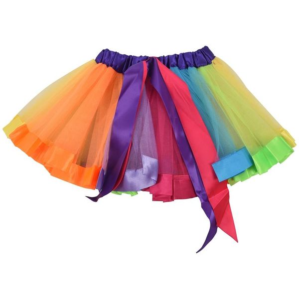 

kids lovely handmade colorful tutu skirt girls rainbow tulle mini multicolor 2-3 years skirts