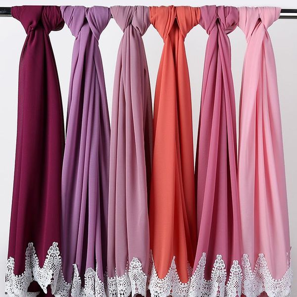 

bubble heavy chiffon wrap with white embroidered lace solider color shawls headband muslim hijabs scarves/scarf scarves, Blue;gray