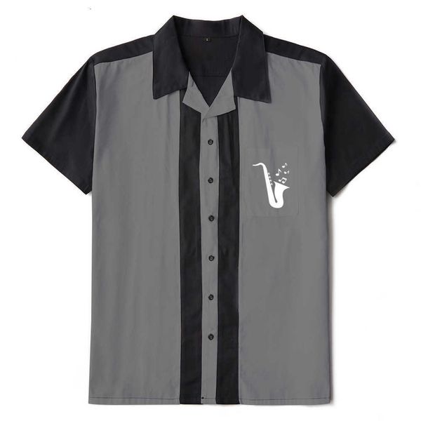 Camisa Masculina Vintage рубашка вертикальные полосатые мужчины 50s черный рокабилли рубашка шаблон рубашки хлопок с коротким рукавом рубашки мужчины платье 210527