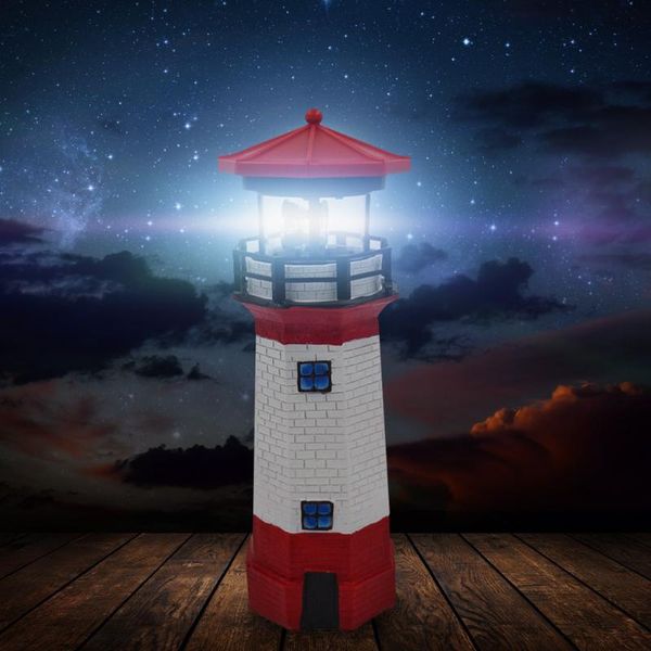 

solar lamps lighthouse led light garden fence outdoor smart sensor rotating lamp