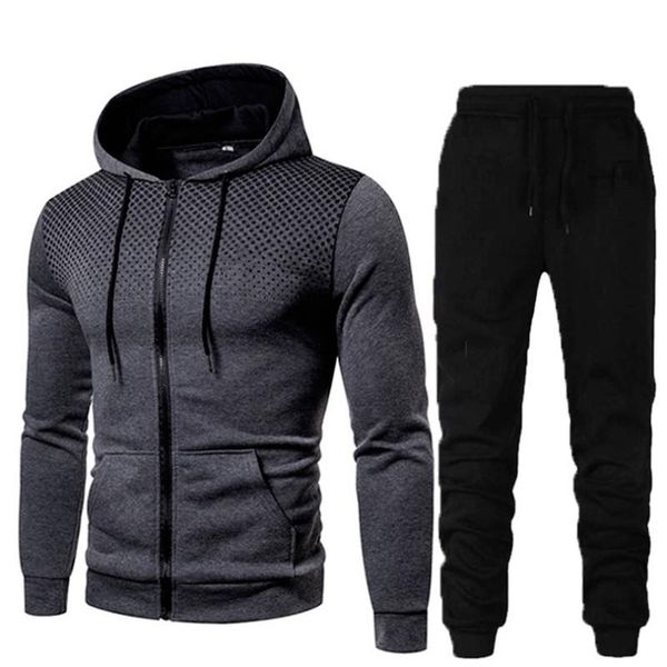 

men's vests autumn sportswear male harajuku zipper long sweatshirts casual set hoodies pants tracksuit hooded with clothes a, Black;white