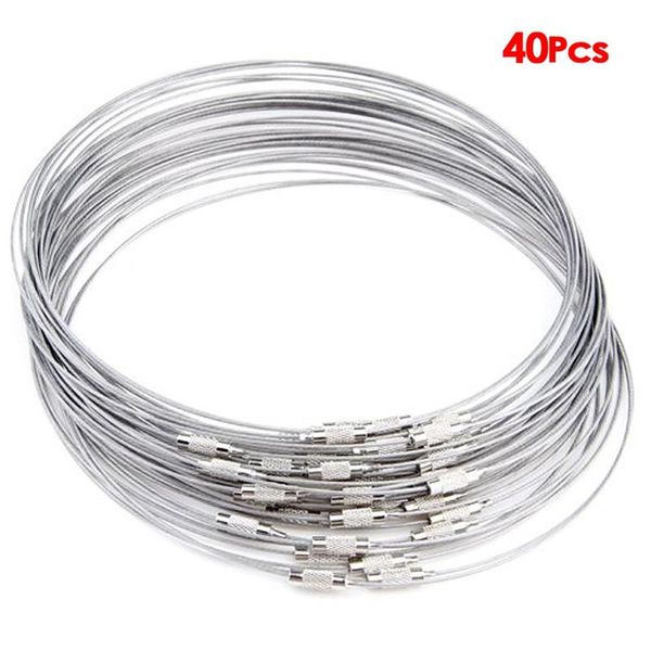 

dog collars & leashes 40 x collar metal chain necklace belt silver threads 1 mm