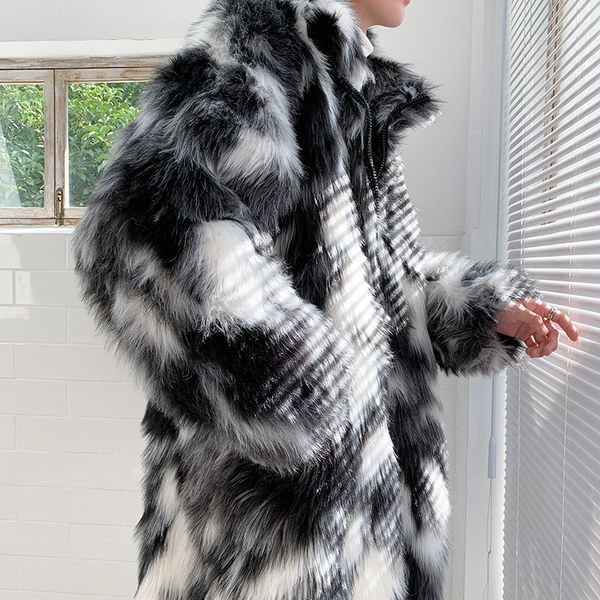 

quanzhilong same gd imitation mink fur coat men's super long winter hip hop handsome knee windbreaker fashion hp1d, Black