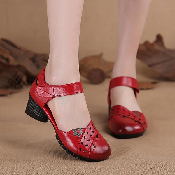 

sell women summer casual fashion hollow breathable sandals outdoor thick heels shoes arrival, Black