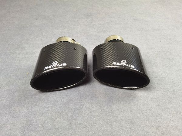 Remus Pair Outlet 90 * 155mm Único Exaustão Tubos Ovais para Todos os Carros Full Lustroso Carro Negro Muffler Traseira Dicas