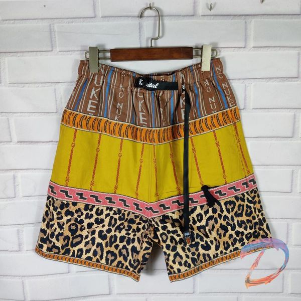 

men's shorts kapital leopard pattern stitching hip-hop street sports oversize women's casual loose, White;black