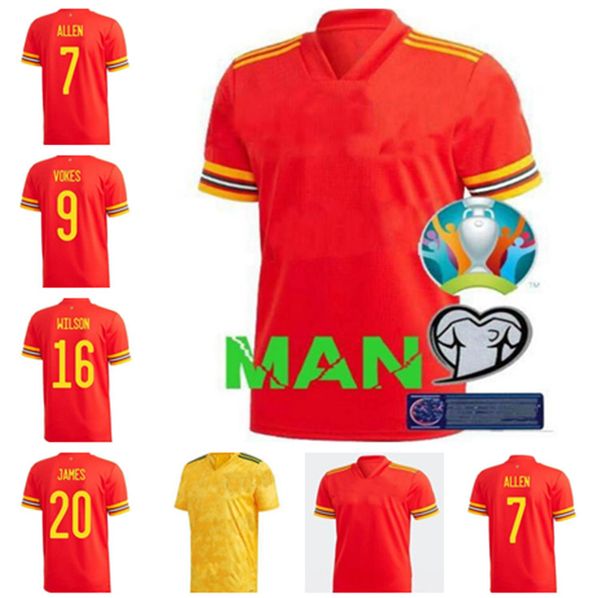 

classic20 21 wales soccer jersey euro cup 2021wales men kids football shirt bale james maillot de foot ramsey camisetas, Black;yellow