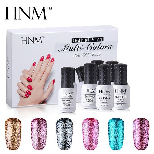 

nail art kits hnm 8ml uv gel polish set 6pcs/set gift box varnish semi permanent gelpolish diy long lasting kit