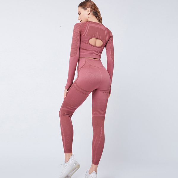 

tracksuits ladies sports suit seamless knitting in autumn and winter, Gray