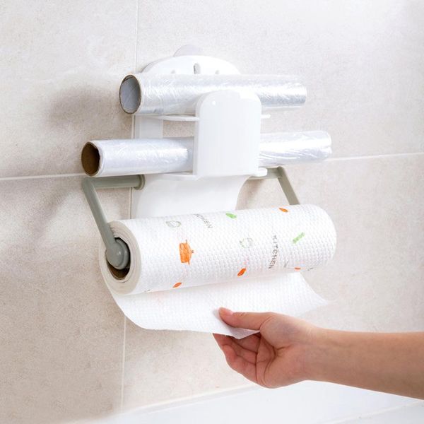 

hooks & rails kitchen roll holder cupboard hanging paper tissue cling film storage retractable plastic wrap racks