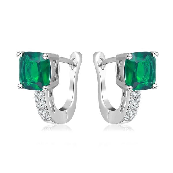 

clip-on & screw back garilina 2021 fashion jewelry silver green zircon charm temperament clip stud earrings women engagement wedding e2262