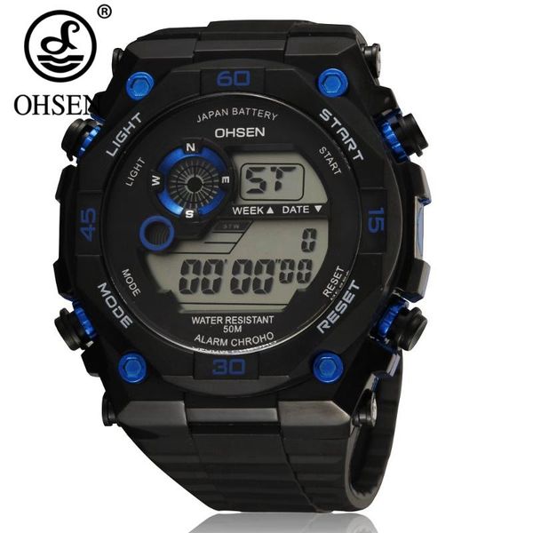 

wristwatches ohsen 5atm dive digital men watch rubber band sports man wristwatch hombre army electronic led blue male clocks reloj masculino, Slivery;brown
