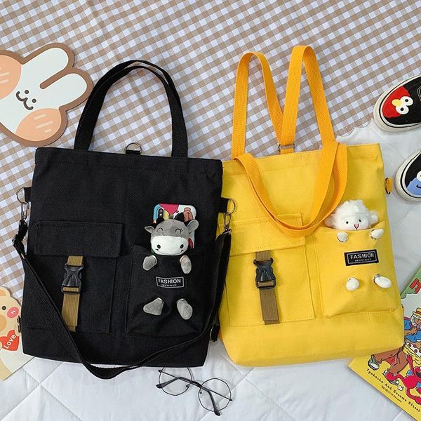 

evening bags fashion trend women's bag 2021 canvas shoulder cute bear student messenger literary zipper luxury handbags tote