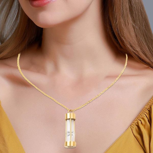 

pendant necklaces personalize cylinder urn necklace for ashes clear tube vial cremation keepsake memorial jewelry, Silver