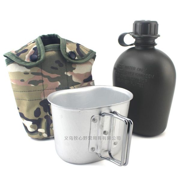 

water bottle polymer sports drinking kettle with lunch box and camouflage bag 1l