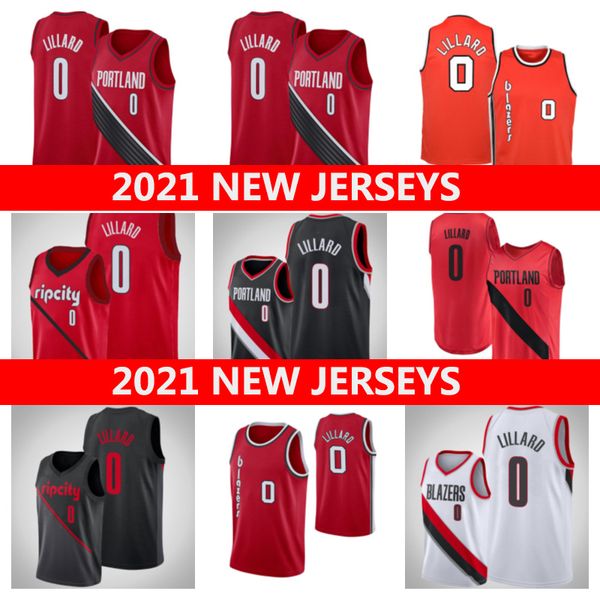 

2021 basketball jerseys 0 damian lillard, Black;red