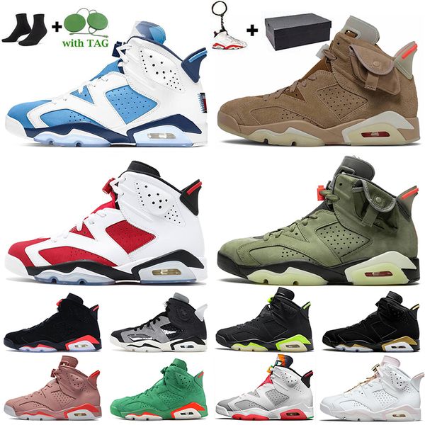 

2021 retro mens jorden 6s basketball shoes gold hoops unc jumpman air jordan 6 travis scotts british khaki jodan carmine midnight navy infra
