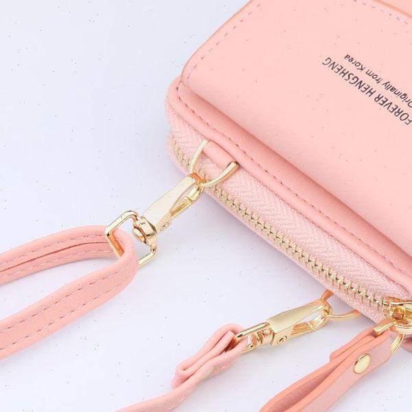 

womens wallet messenger bag large capacity purse buckle zipper soft leather versatile shoulder, Red;black