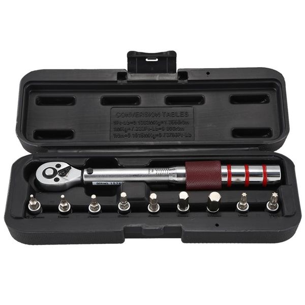 

1/4 inch dr 2-15nm mini adjustable road carbon hand bicycle bike tool kit with pro preset torque wrench hex bit set tools