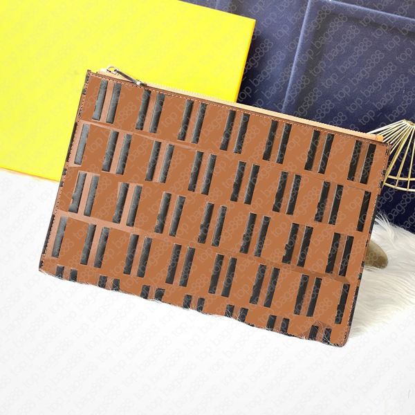 

luxury designer brand mens womens large clutch bag classic brown letters printed genuine leather hand bags