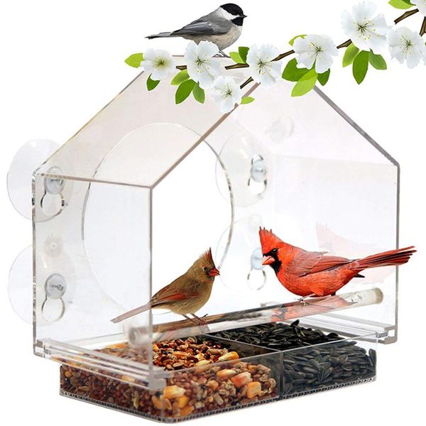 

acrylic squirrel proof clear window birds feeder with strong suction cups and sliding seed tray ud88 other bird supplies