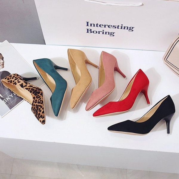

dress shoes lazyseal high heels leopard women pumps office stiletto faux suede wedding party 2021 slip on sandals femme sexy, Black