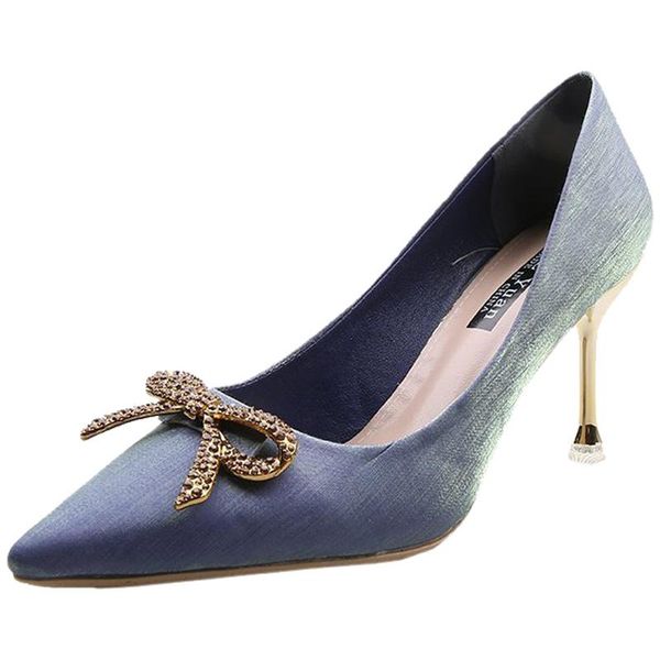 

brand women pumps luxury crystal bow high heels summer bride shoes comfortable stiletto heeled party wedding dress, Black