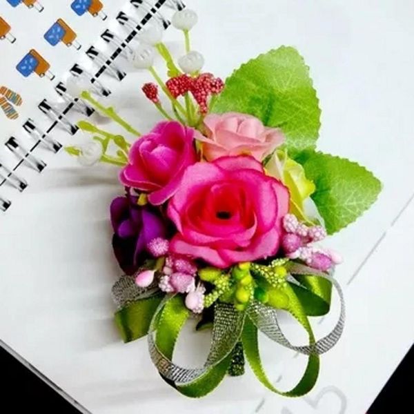 

piece bride bridesmaid hand wrist flower man wedding boutonniere groom godfather brooch corsage accessories supplies decorative flowers & wr