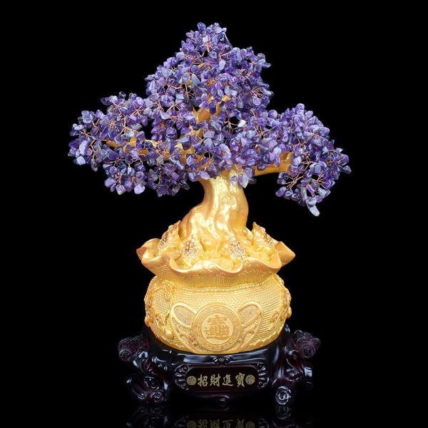 

decorative objects & figurines golden chinese style lucky money tree resin home decor office living room entrance statue tv cabinet counter