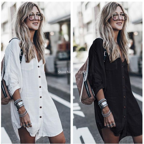 

women's swimwear beach dress saida de praia cotton cover up kaftan pareos playa mujer bikini swimsuit sarong shirt tunic, White;black