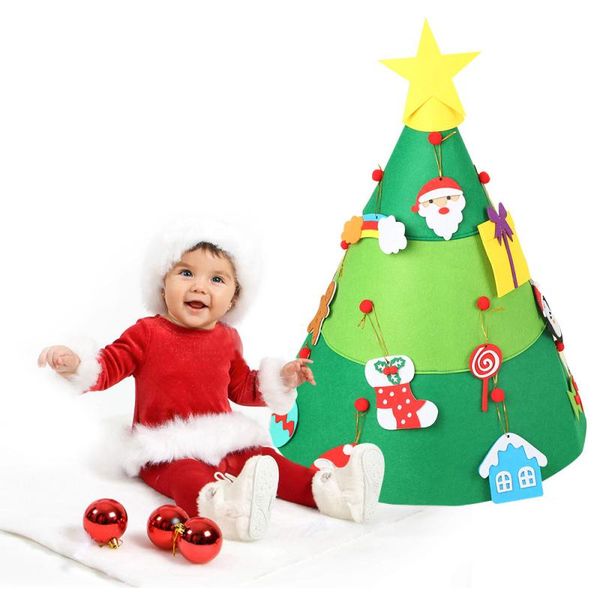 

christmas decorations diy felt tree snowman with ornaments kids toys decoration for home gift