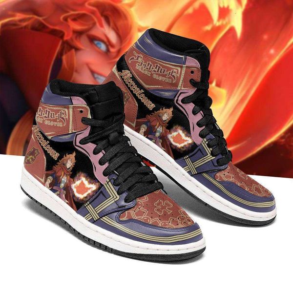 

sneakers customization mereoleona crimson black lion clover anime shoes