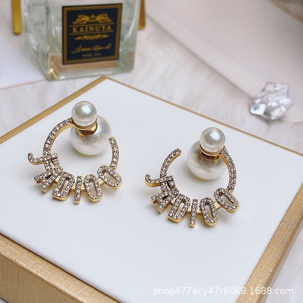 

2020 new small fragrance full diamond d earrings fashion french net redky0q, Black