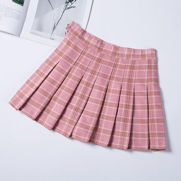 

fashion women skirt preppy style plaid skirts high waist chic student pleated harajuku uniforms ladies girls dance, Black