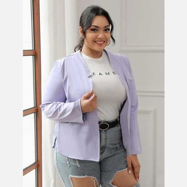 

women's suits & blazers womens plus size flap detail open front blazer long sleeve solid loose spring autumn causal office lady coat ja, White;black